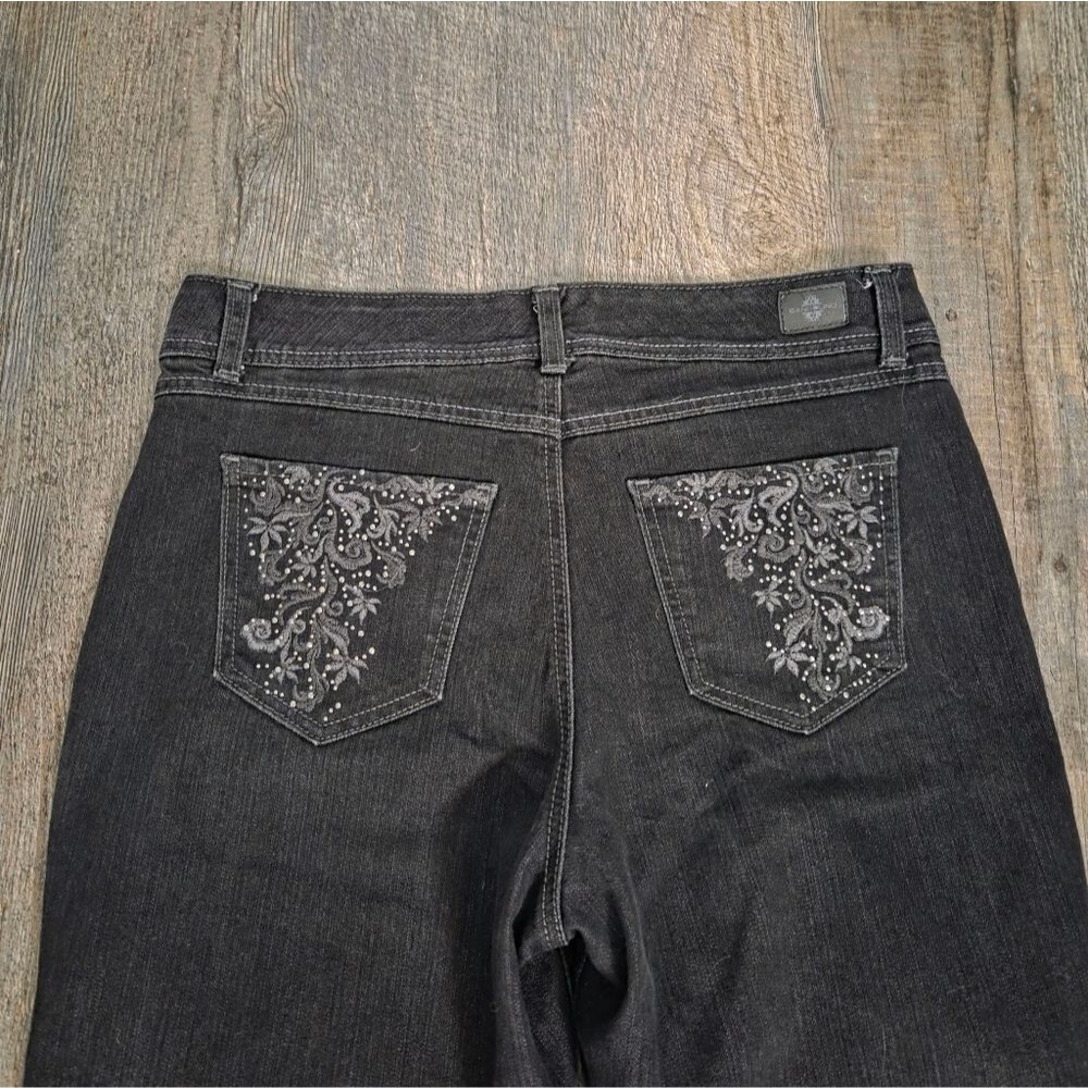 Bandolino Charcoal Black Stretch Bling Pocket Bootcut Jeans - Picture 11 of 12